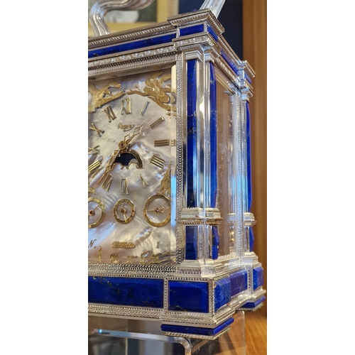 34 - Asprey Designer Carriage Clock - La Vallee No 1 with Blue Lapis and Crystal Detail to Casing - 11 in... 