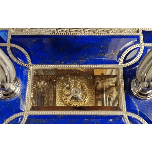 34 - Asprey Designer Carriage Clock - La Vallee No 1 with Blue Lapis and Crystal Detail to Casing - 11 in... 