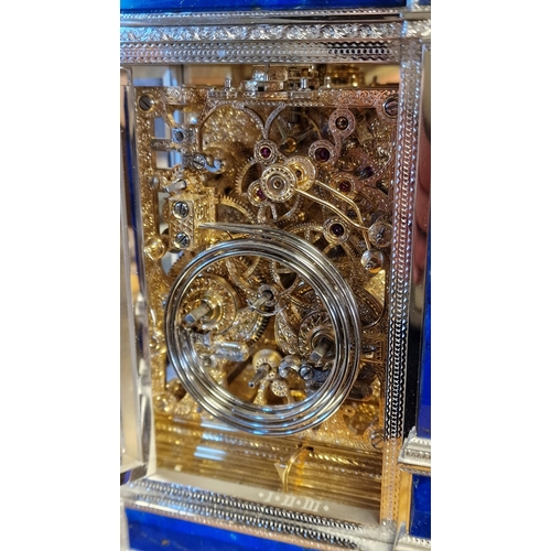 34 - Asprey Designer Carriage Clock - La Vallee No 1 with Blue Lapis and Crystal Detail to Casing - 11 in... 