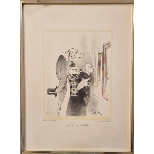 65 - Edmund Blampied (1886-1966) 'Judging on an Art Gallery' Signed Print - 52x39cm inc frame