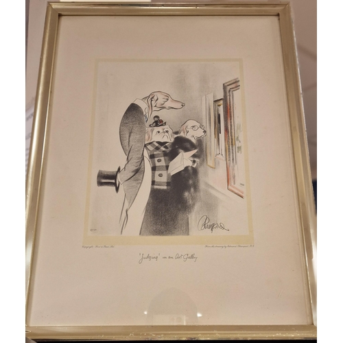 65 - Edmund Blampied (1886-1966) 'Judging on an Art Gallery' Signed Print - 52x39cm inc frame