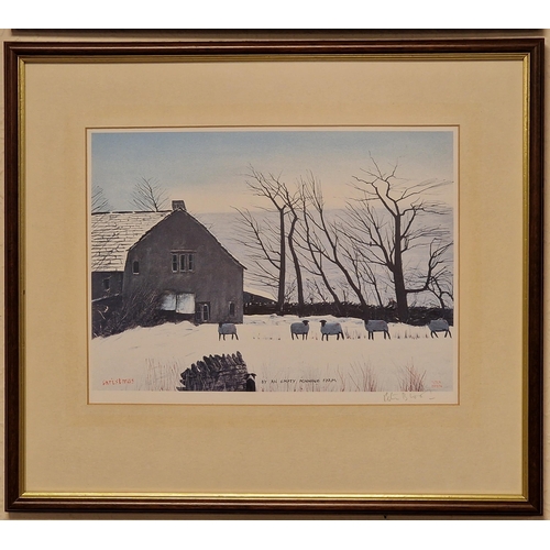 67 - Peter Brook (1927-2009) Christmas by an Empty Pennine Farm Pencil Signed Print - 41x36cm inc frame