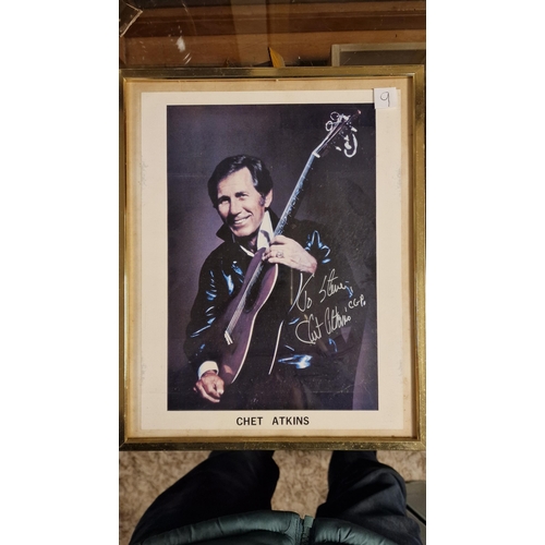 9 - Assorted Signed Music Memorabilia Photos inc Bob Dylan, Chet Atkins, Dolly Parton, Jerry Reed, Carl ... 