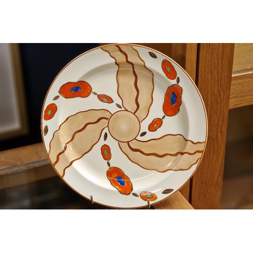 90 - Clarice Cliff Style Burslem Plate + a Lovely Handpainted Midwinter Fruit Bowl