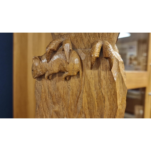 91 - Mouseman Robert Thompson Yorkshire Oak Carved Owl - 32cm high