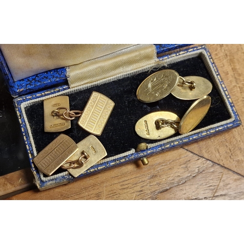 258 - 9ct Gold Twin Pair of Gold Cufflinks - 12.45g