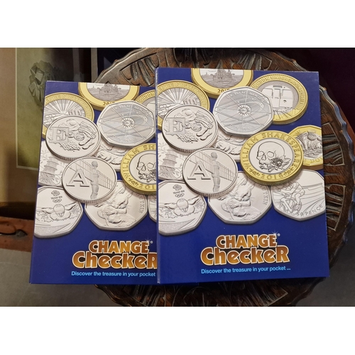 179c - Change Checker Folders Pair inc Uncirculated British Currency - 50p Pieces and £5 Coins etc