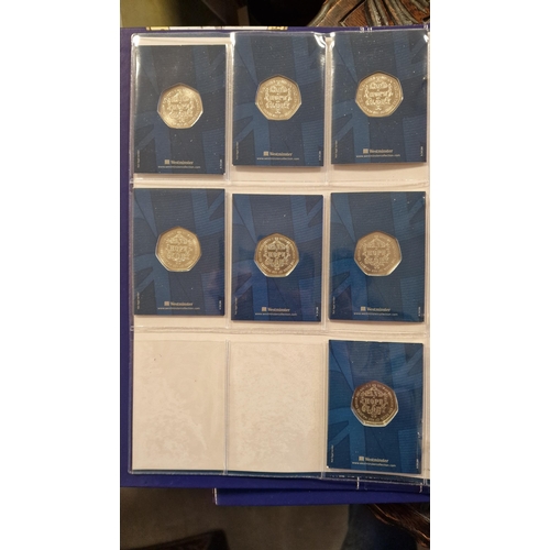 179c - Change Checker Folders Pair inc Uncirculated British Currency - 50p Pieces and £5 Coins etc