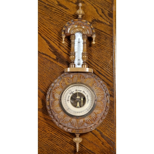 119k - Antique Barometer with interesting carved design