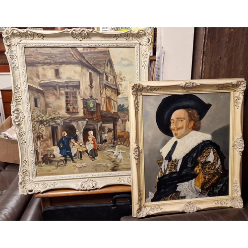 61c - Pair of Oils inc Tribute to The Laughing Cavalier, signed Henningsen