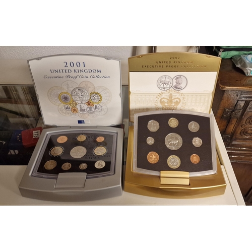 179d - Royal Mint 2001 & 2002 Executive Proof Pair of Currency Coin Sets