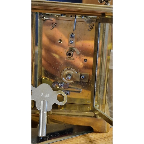 23 - Antique French Carriage Clock - 14.5cm inc handle