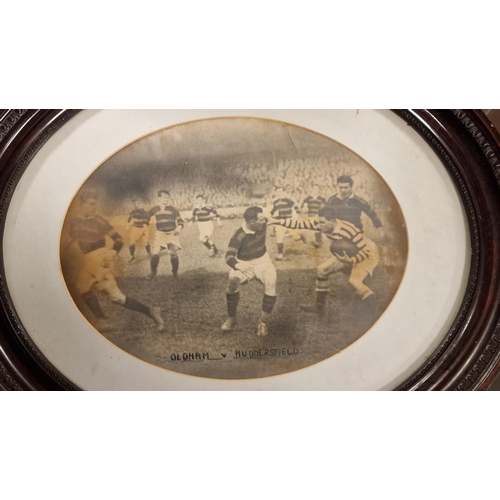 106j - 1920's Oldham Rugby Football Team Pair of Framed Match and Matchday Photos - Sporting Memorabilia In... 