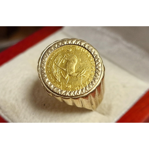 22ct Gold Krugerrand South African Sovereign Ring w/9ct band - total ...