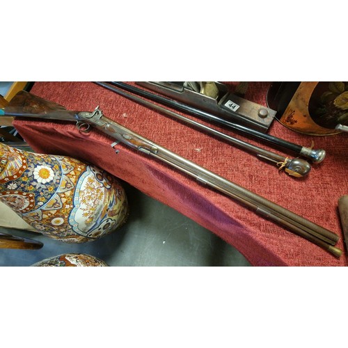 82 - Antique 19th Century Black Powder Twin Barrel Musket Rifle Gun - marked GW Bales - Militaria Interes... 