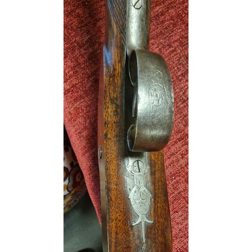 82 - Antique 19th Century Black Powder Twin Barrel Musket Rifle Gun - marked GW Bales - Militaria Interes... 