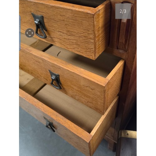 Acornman Yorkshire Oak Bureau, 1.06m high, by 76x45cm, Mouseman Robert ...