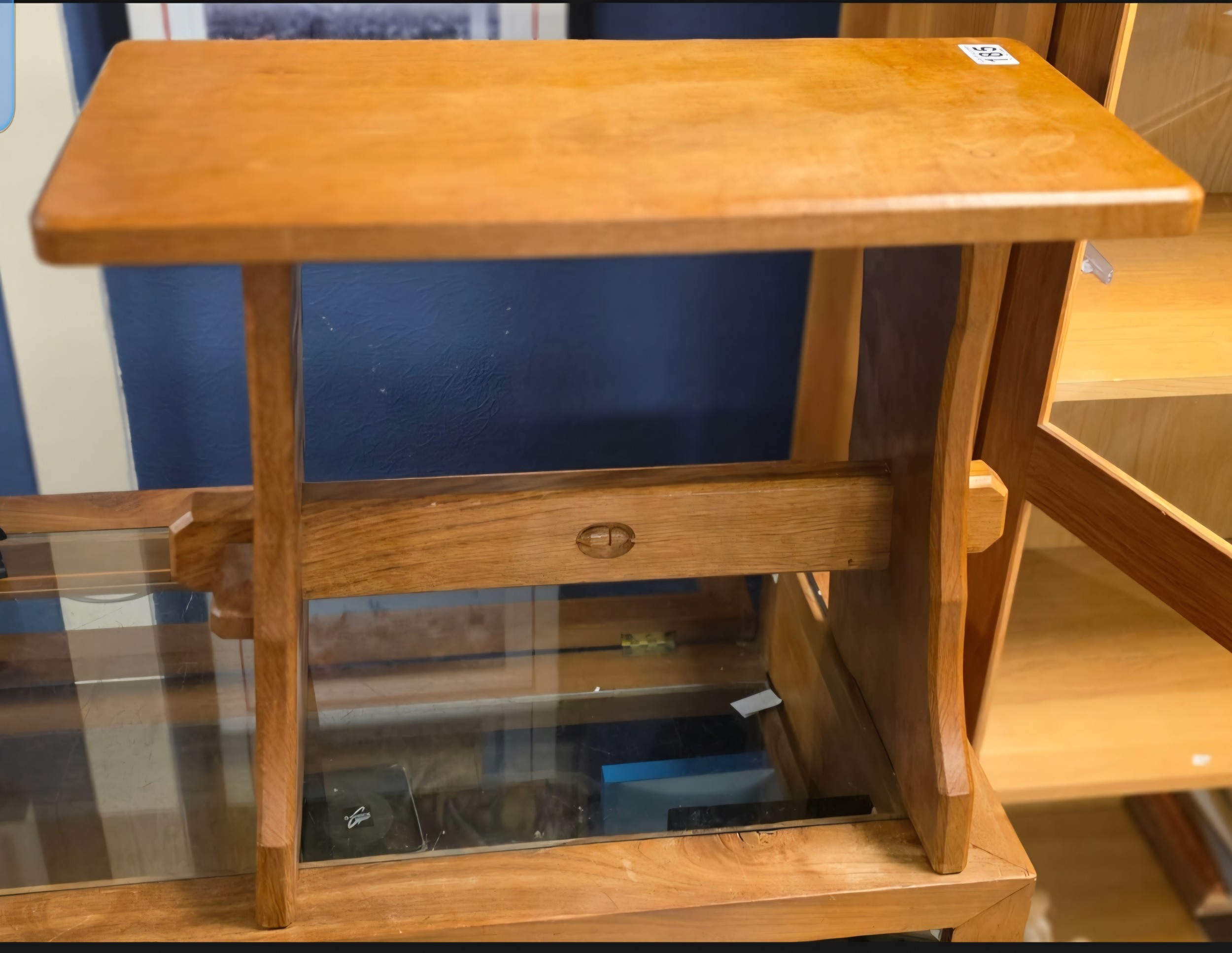 Acornman Yorkshire Oak Stool/Occasional Table - 50cm high - Mouseman ...