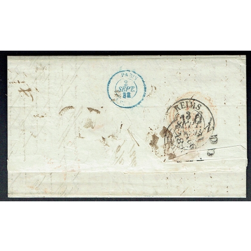 32 - 1838 (16 Aug) Entire Letter New York USA to Reims, France, sent per Steamer Great Western leaving Ne... 