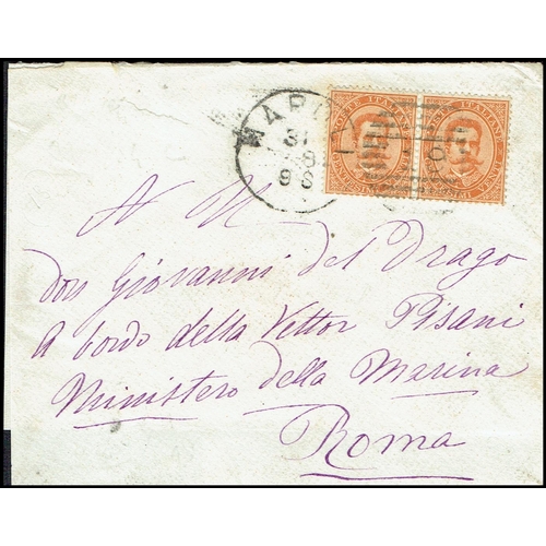 42 - Maritime: Italy 1884 (Aug) opened out cover to crew member of the R.N Vettor Pisani then on a scient... 