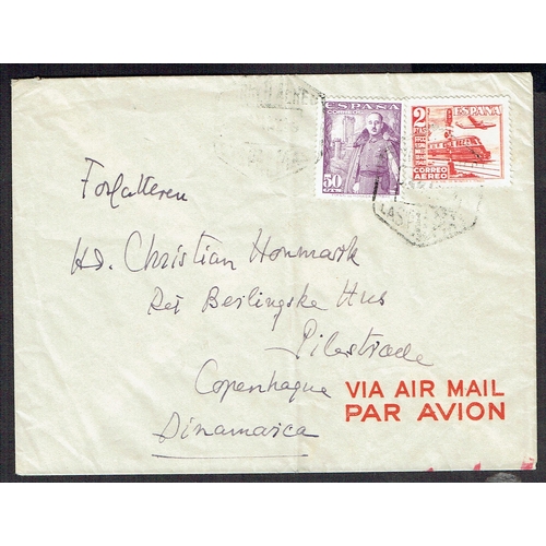 44 - Maritime: Oceanographic Expedition off West Africa; 1949 airmail letter Las Palmas to Copenhagen fro... 