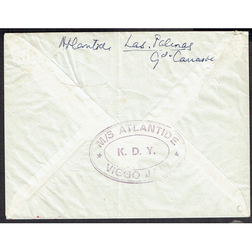 44 - Maritime: Oceanographic Expedition off West Africa; 1949 airmail letter Las Palmas to Copenhagen fro... 