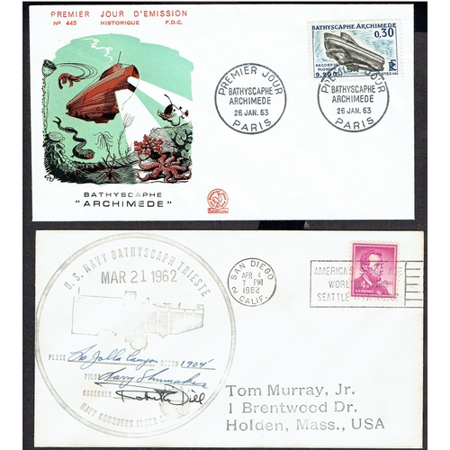 47 - Submarine Mail: 1962-72 USA covers carried on the US NAVY BATHSCAPH TRIESTE a Swiss designed, Italia... 