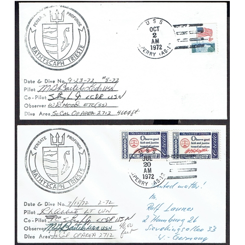 47 - Submarine Mail: 1962-72 USA covers carried on the US NAVY BATHSCAPH TRIESTE a Swiss designed, Italia... 