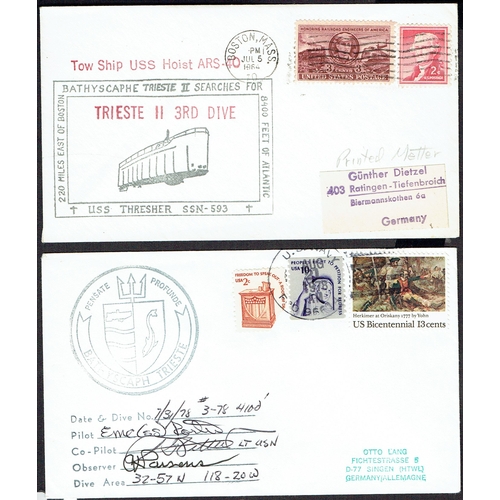 47 - Submarine Mail: 1962-72 USA covers carried on the US NAVY BATHSCAPH TRIESTE a Swiss designed, Italia... 