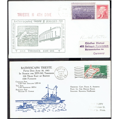 47 - Submarine Mail: 1962-72 USA covers carried on the US NAVY BATHSCAPH TRIESTE a Swiss designed, Italia... 