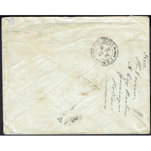 51 - WWI POW Mail: 1915 (16 Dec) Interned in Holland stampless cover to Durham F.R.E., British Expedition... 