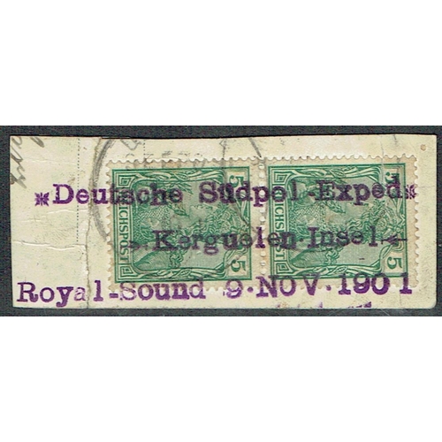 70 - 1901 (9 Nov) Germany Sudpol-Exped* / Kerguelen Insel / Royal-Sound 9 NOV 1901 on pair of 5pf Reich G... 