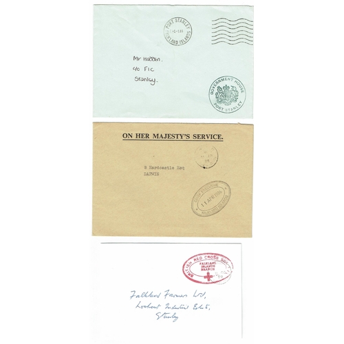 134 - FALKLAND ISLANDS - Official Mail: Group of stampless covers from circa 1984-86 sent locally OHMS inc... 