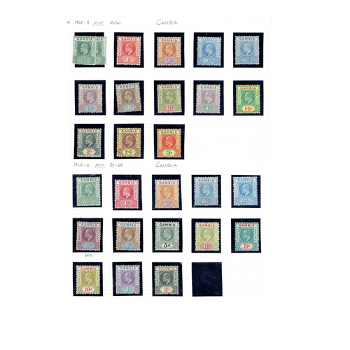 167 - GAMBIA - 1902-1909 Collection neatly arranged on leaves including 1902-05 Complete set of 12 to 3s m... 