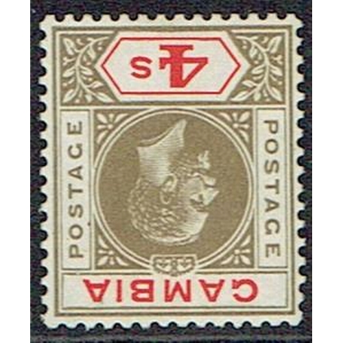 170 - GAMBIA - 1922 4s black and red mounted mint showing watermark inverted variety, SG 117w.