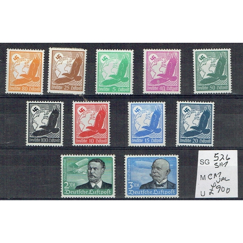 174 - GERMANY - 1934 Air set of eleven fine unmounted mint, top two values are expertised on reverse, SG 5... 