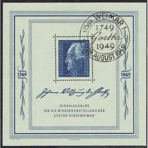 187 - GERMANY - ZONES - General Issues; 1949 (22 Aug) Goethe Festival Week Miniature sheet fine used with ... 