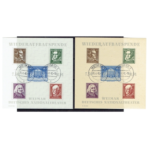 191 - GERMANY - ZONES - Soviet Zone: Thuringia; 1946 National Theatre both imperf miniature sheets fine us... 