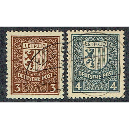 192 - GERMANY - ZONES - Soviet Zone: West Saxony; 1946 (15 Mar) Thicker yellowish paper 3pf & 4pf but neat... 