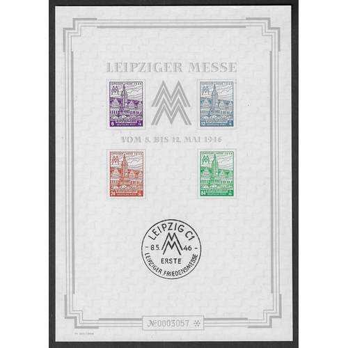 194 - GERMANY - ZONES - Soviet Zone: West Saxony; 1946 (May) Leipzig Fair both imperf small and large mini... 