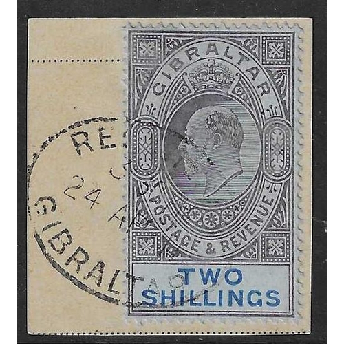 201 - GIBRALTAR - 1910 2s purple and bright blue on blue very fine used good strike of registered oval dat... 