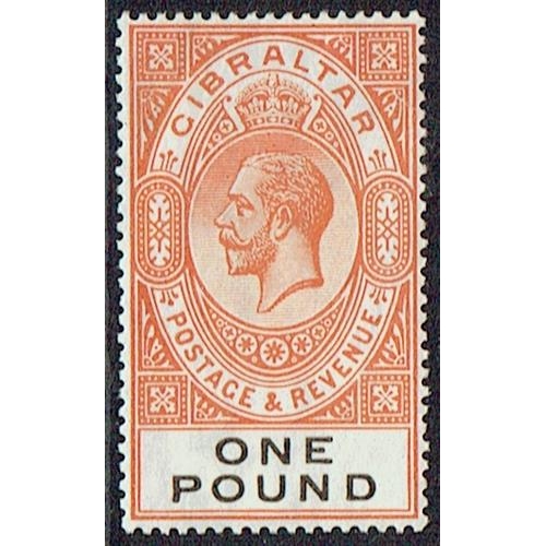 204 - GIBRALTAR - 1927 £1 red-orange & black mounted mint, fine, SG 107.