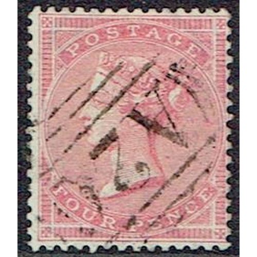 211 - GIBRALTAR - GB Used in:  1857 4d rose fine used with good strike of A26 cancel with good colour & ce... 