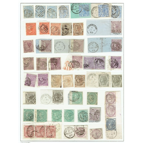 216 - GIBRALTAR - GB Used in:  Collection of Queen Victoria issues from 1d line engraved to 1s duplicated ... 