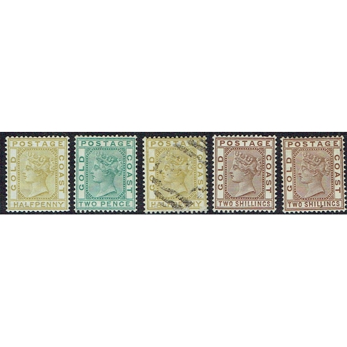 217 - GOLD COAST - 1876-1901 Queen Victoria Collection neatly arranged on leaves including 1875 6d orange ... 