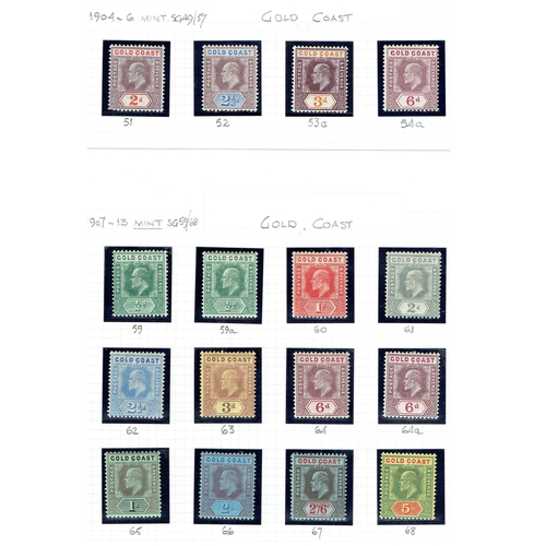 218 - GOLD COAST - 1902-08 EDVII Small collection neatly arranged on leaves including 1s Judical revenue p... 