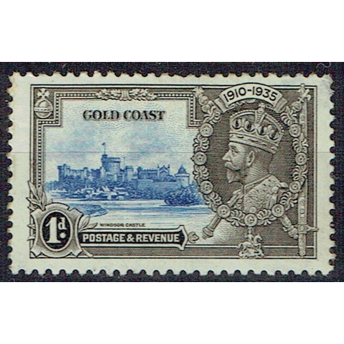 220 - GOLD COAST - 1935 Silver Jubilee 1d ultramarine and grey-black and deep blue mounted mint showing ex... 