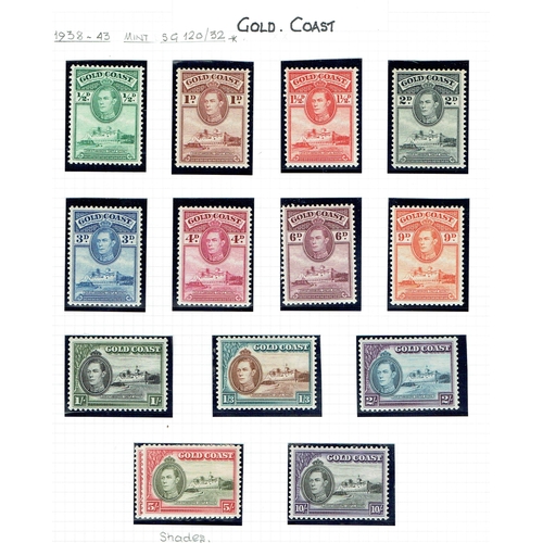 221 - GOLD COAST - 1937-1949 Collection neatly arranged on leaves including 1938 set to 10s mint (extra 5s... 