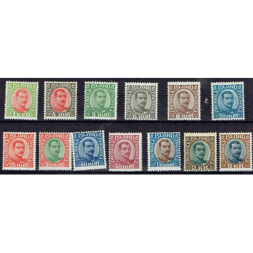 232 - ICELAND - 1920 Christian X fine unmounted mint range of thirteen different values Head Die I includi... 