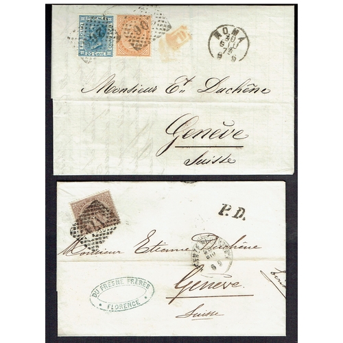 253 - ITALY - Group of 19th century covers / Entire Letters from the same correspondence to Geneva bearing... 